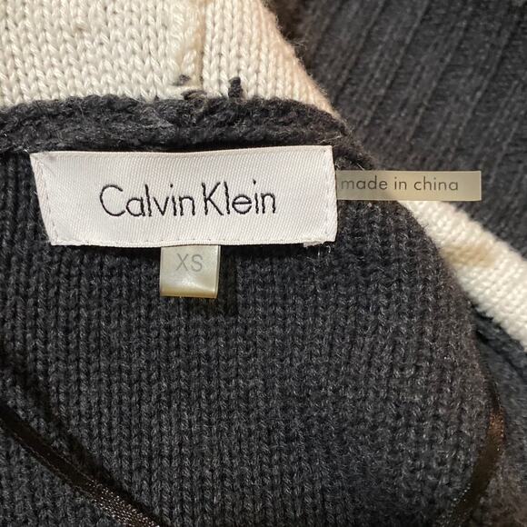 Calvin Klein Women's Knit Open Front Cardigan XS Preppy Pockets Long Sleeve Gray - Picture 8 of 11
